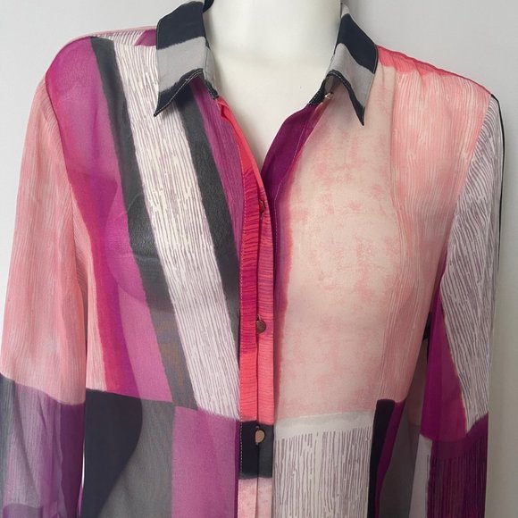 Sheer multi color block blouse - Picture 4 of 6